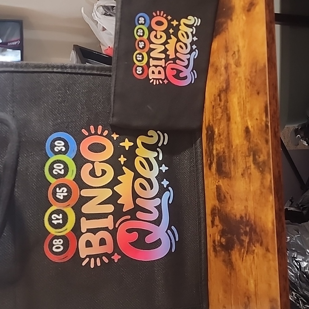 Bingo Queen Tote and Pouch Set Washable, Large Capacity Shoulder Bag FIRM PRICE
